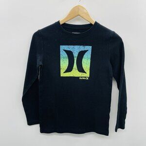 Hurley Youth Boys Size 10/12 Thermal Crew Neck Long Sleeve T-Shirt in Black 709
